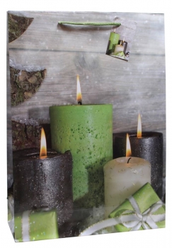 Geschenktasche Kerzen grün, gross